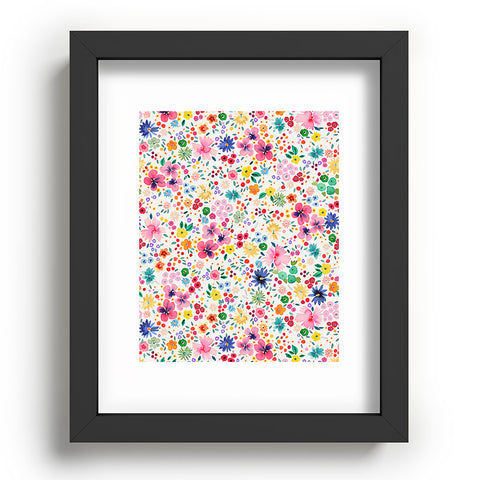 Ninola Design Millefleurs Cute Flowers Recessed Framing Rectangle