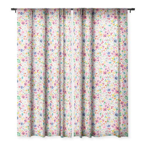 Ninola Design Millefleurs Cute Flowers Sheer Window Curtain