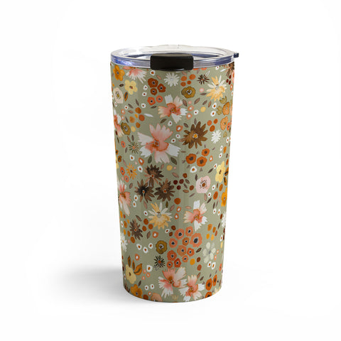 Ninola Design Millefleurs Fall Sage Green Travel Mug