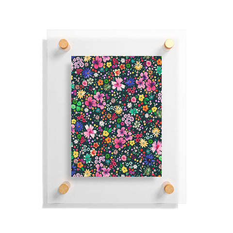 Ninola Design Millefleurs Multicolor Black Floating Acrylic Print