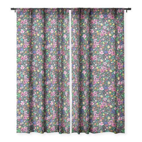 Ninola Design Millefleurs Multicolor Black Sheer Window Curtain