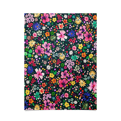 Ninola Design Millefleurs Multicolor Black Poster