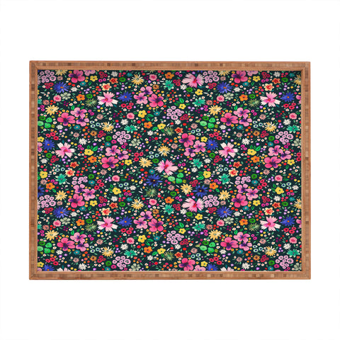 Ninola Design Millefleurs Multicolor Black Rectangular Tray