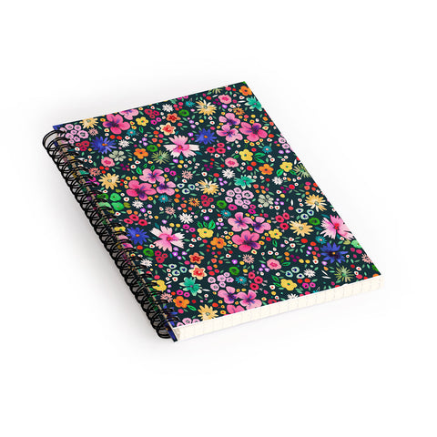 Ninola Design Millefleurs Multicolor Black Spiral Notebook