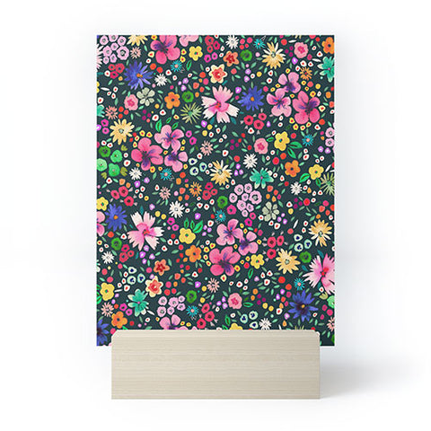 Ninola Design Millefleurs Multicolor Black Mini Art Print