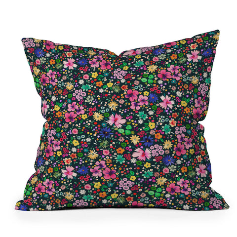 Ninola Design Millefleurs Multicolor Black Throw Pillow