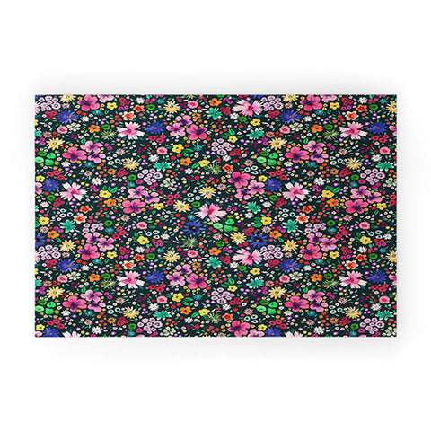 Ninola Design Millefleurs Multicolor Black Welcome Mat