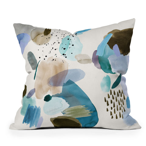 Ninola Design Mineral Abstract Blue Sea Outdoor Throw Pillow