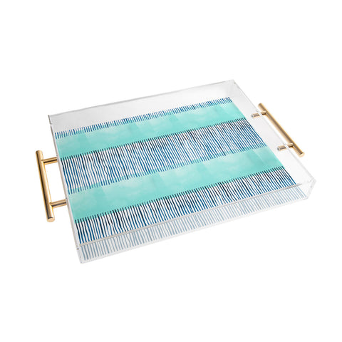 Ninola Design Minimal stripes blue Acrylic Tray