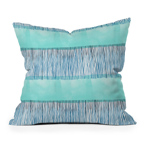 Ninola Design Minimal stripes blue Outdoor Throw Pillow