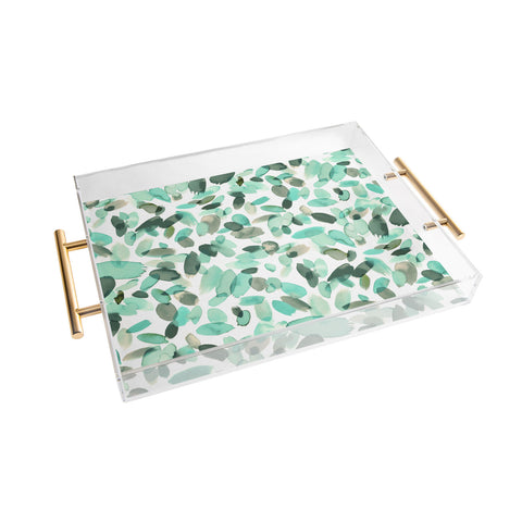 Ninola Design Mint flower petals abstract stains Acrylic Tray
