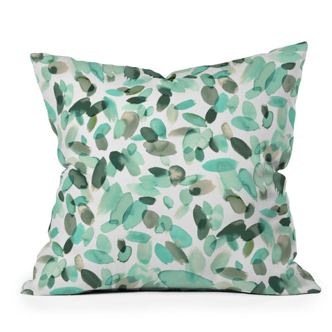 Ninola Design Mint flower petals abstract stains Outdoor Throw Pillow