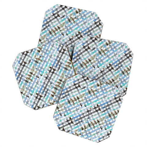 Ninola Design Mint Gingham Squares Watercolor Coaster Set