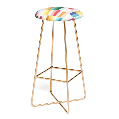Ninola Design Modern Craft Rectangular Colorful Tiles Color Utopia Bar Stool