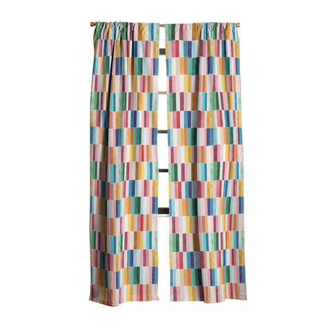 Ninola Design Modern Craft Rectangular Colorful Tiles Color Utopia Blackout Window Curtain