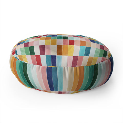 Ninola Design Modern Craft Rectangular Colorful Tiles Color Utopia Floor Pillow Round