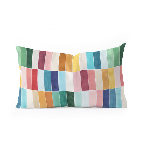 Ninola Design Modern Craft Rectangular Colorful Tiles Color Utopia Oblong Throw Pillow