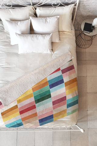 Ninola Design Modern Craft Rectangular Colorful Tiles Color Utopia Fleece Throw Blanket