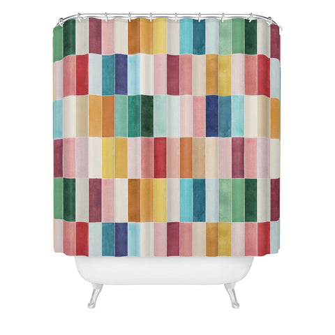 Ninola Design Modern Craft Rectangular Colorful Tiles Color Utopia Shower Curtain