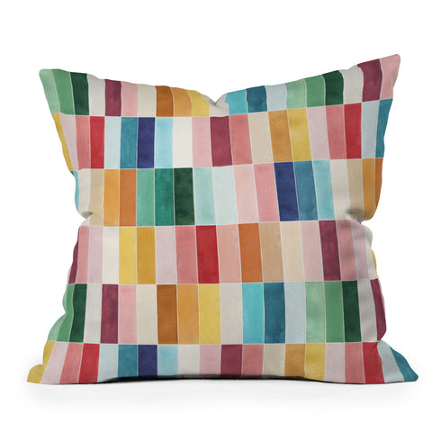 Ninola Design Modern Craft Rectangular Colorful Tiles Color Utopia Throw Pillow