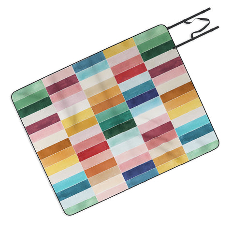 Ninola Design Modern Craft Rectangular Colorful Tiles Color Utopia Picnic Blanket