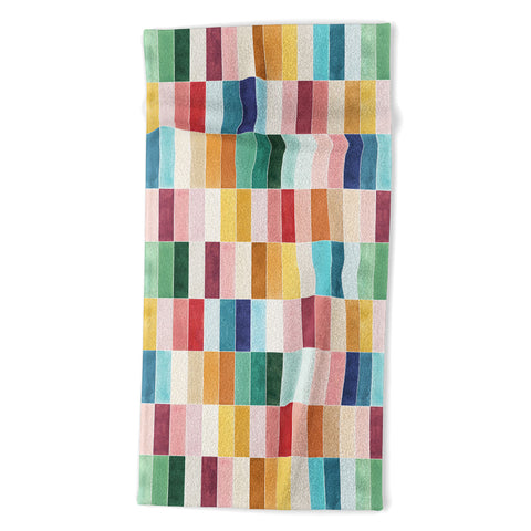 Ninola Design Modern Craft Rectangular Colorful Tiles Color Utopia Beach Towel