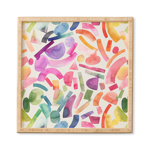 Ninola Design Modern Geometric Shapes Color Framed Wall Art