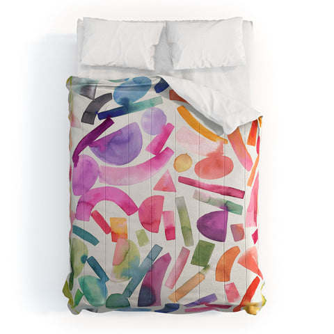 Ninola Design Modern Geometric Shapes Color Comforter
