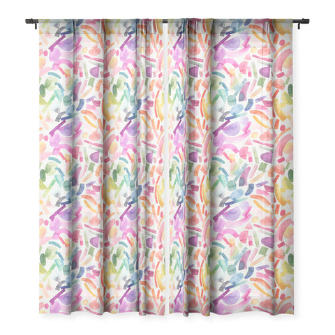 Ninola Design Modern Geometric Shapes Color Sheer Window Curtain