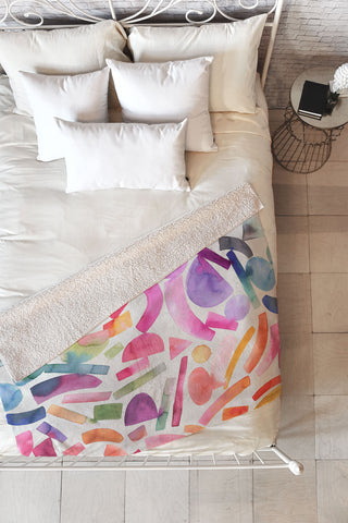 Ninola Design Modern Geometric Shapes Color Fleece Throw Blanket