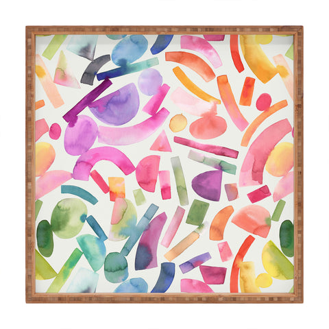 Ninola Design Modern Geometric Shapes Color Square Tray