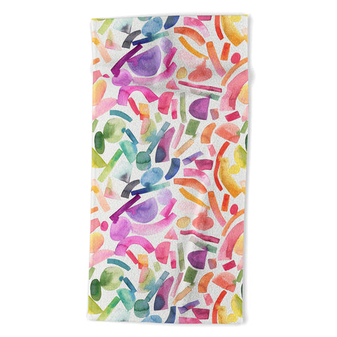 Ninola Design Modern Geometric Shapes Color Beach Towel