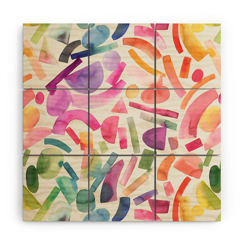 Ninola Design Modern Geometric Shapes Color Wood Wall Mural