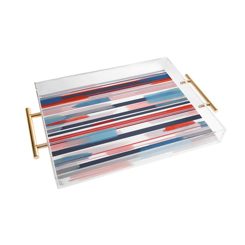 Ninola Design Modern marine stripes red Acrylic Tray