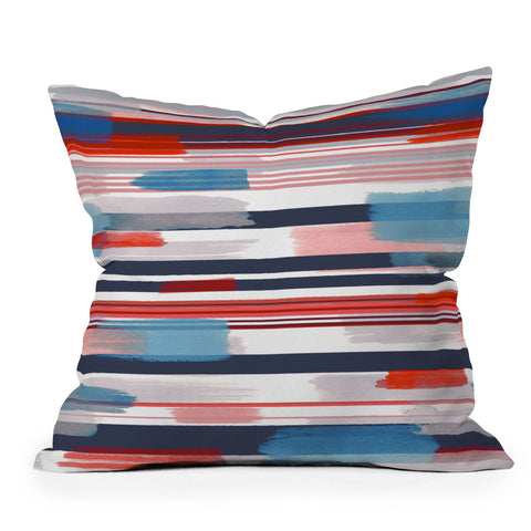 Ninola Design Modern marine stripes red Outdoor Throw Pillow