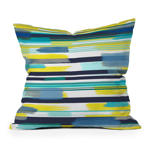 Ninola Design Modern marine stripes yellow Outdoor Throw Pillow