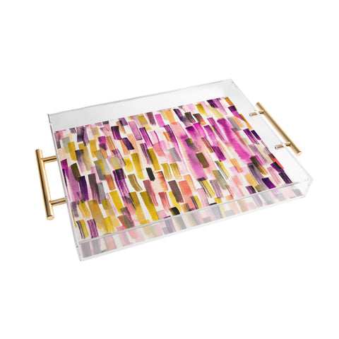 Ninola Design Modern purple brushstrokes painting stripes Acrylic Tray