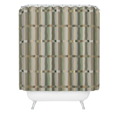 Ninola Design Modern Stripes Green Bog Shower Curtain