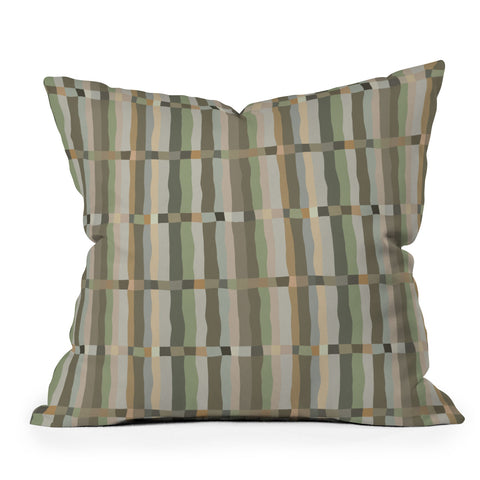 Ninola Design Modern Stripes Green Bog Outdoor Throw Pillow