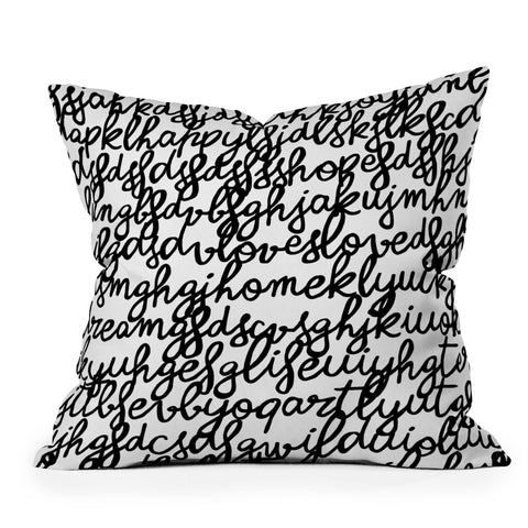 Ninola Design Monochromatic Lovely Words Outdoor Throw Pillow