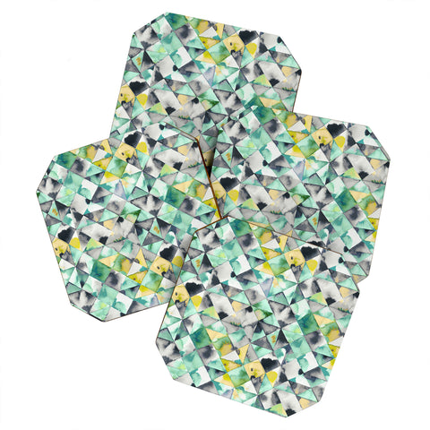 Ninola Design Moody Geometry Green Coaster Set