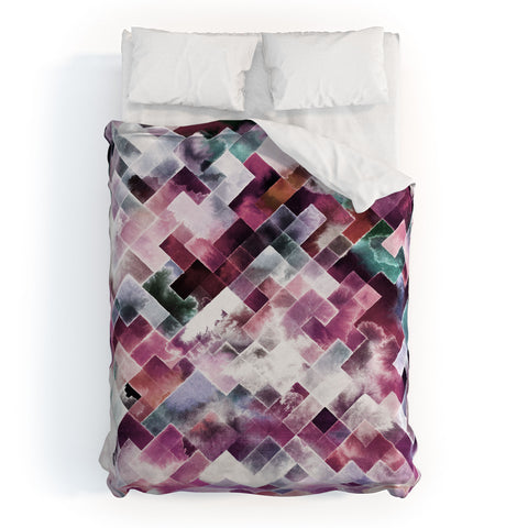 Ninola Design Moody Geometry Pink Duvet Cover