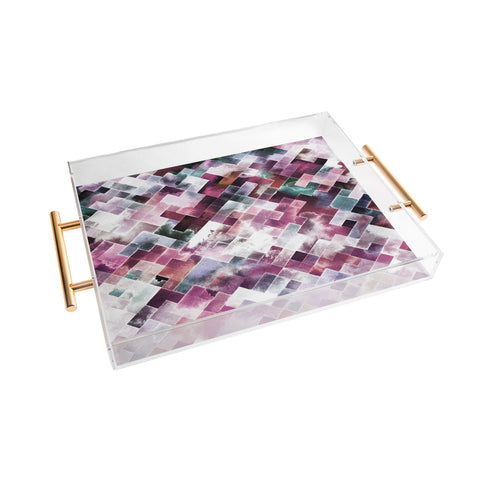 Ninola Design Moody Geometry Pink Acrylic Tray