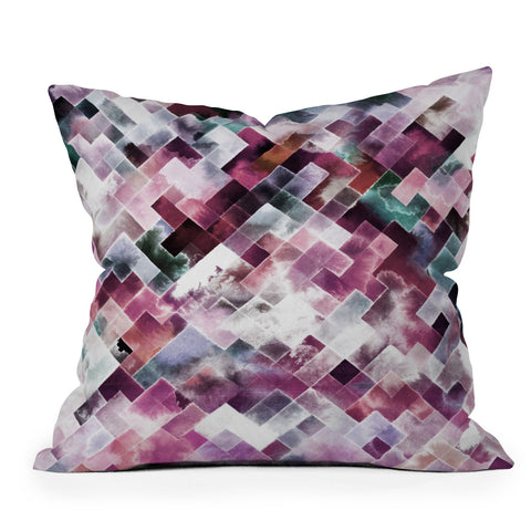 Ninola Design Moody Geometry Pink Outdoor Throw Pillow
