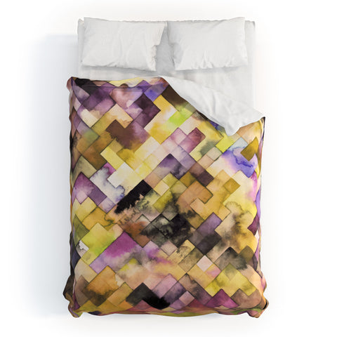 Ninola Design Moody Geometry Purple Duvet Cover