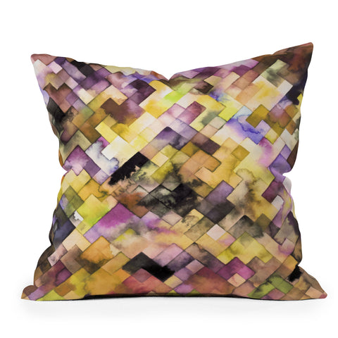 Ninola Design Moody Geometry Purple Outdoor Throw Pillow