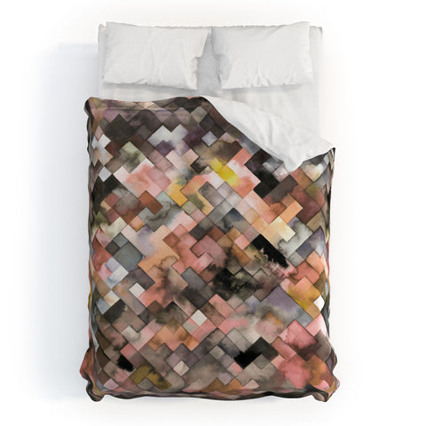 Ninola Design Moody Geometry Rustic Gold Duvet Cover