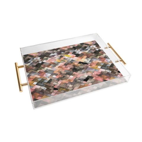 Ninola Design Moody Geometry Rustic Gold Acrylic Tray