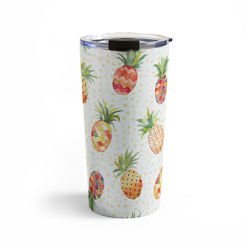 Ninola Design Moroccan Watercolor Pineapples Travel Mug