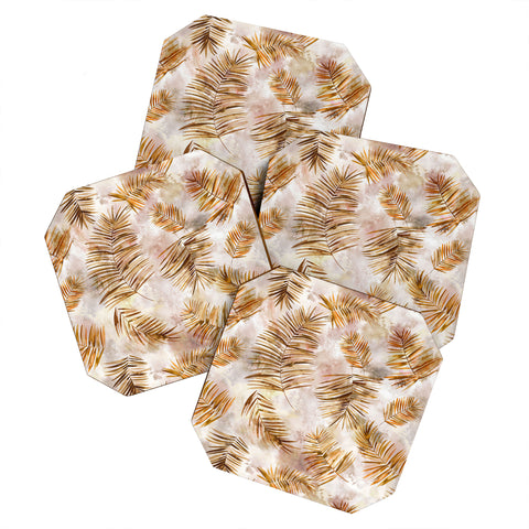 Ninola Design Moroccan Watery Palms Gold Coaster Set